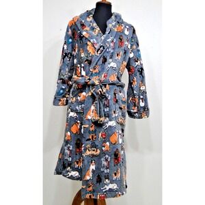 Vera Bradley S/M Robe Hooded Mans Best Friend Doggy Plush Fleece Belted Pockets